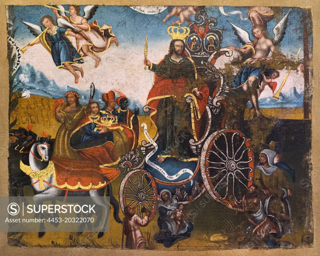 Trioneph of Christ the King with the Four Continents; 18th century Oil on canvas Unidentified artist Cuzco; Peru