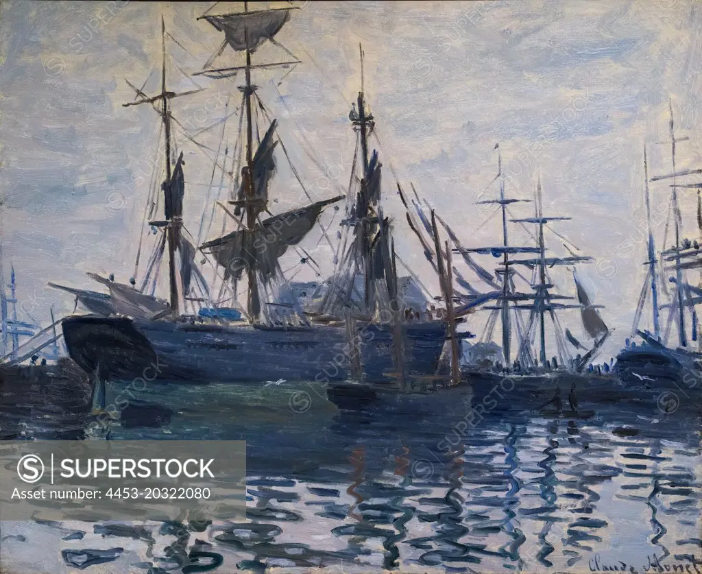 Ships in a Harbor; about 1873 Oil on canvas Claude Monet; French; 1840-1926