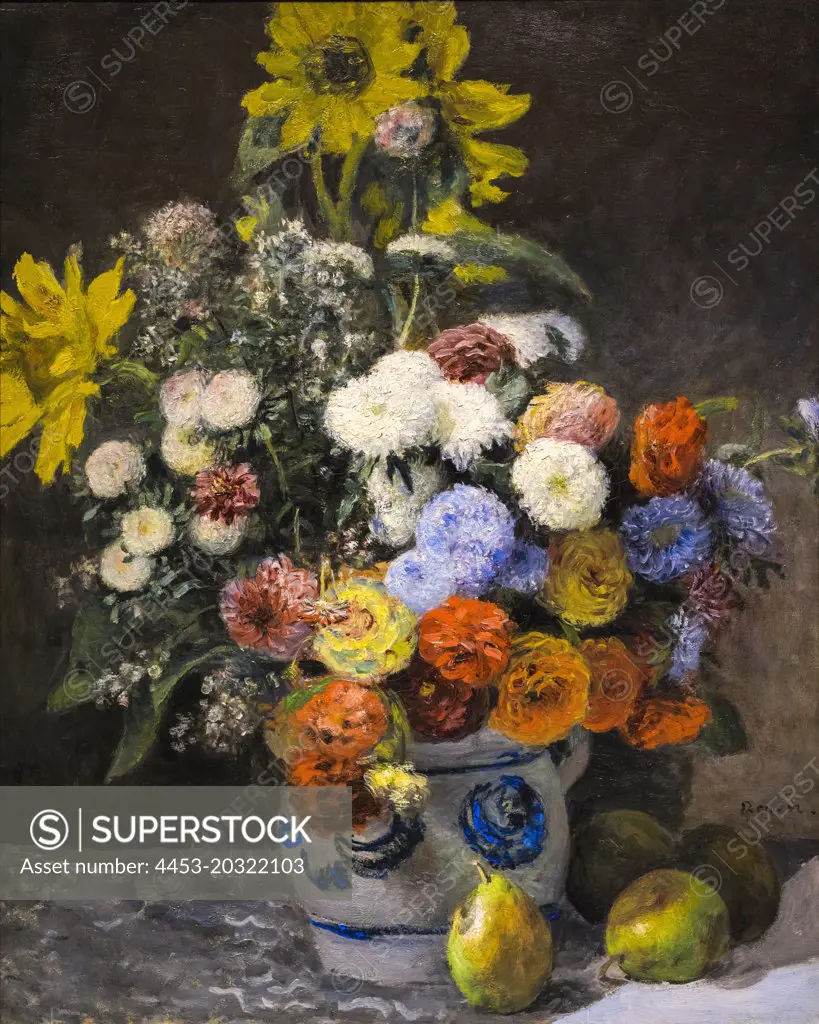 Mixed Flowers in an Earthenware Pot; about 1869 Oil on paperboard Mounted on canvas Pierre-Augste Renoir French; 1841-1919