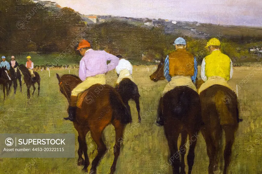 Racehorses at Longchamp; 1871; possibly reworked in 1874 Oil on canvas Edgar Degas; French; 1834-1917