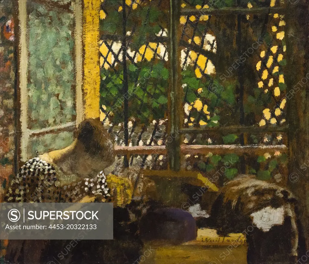 Woman Sewing before a Garden Window; 1895 Oil on paper mounted on canvas Edouard Vuillard; French; 1868-1940
