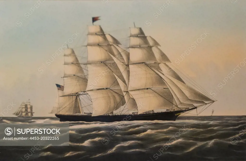 Clipper Ship 'Flying Cloud'; 1852 Lithograph with watercolor Nathaniel Currier American; 1813-1888