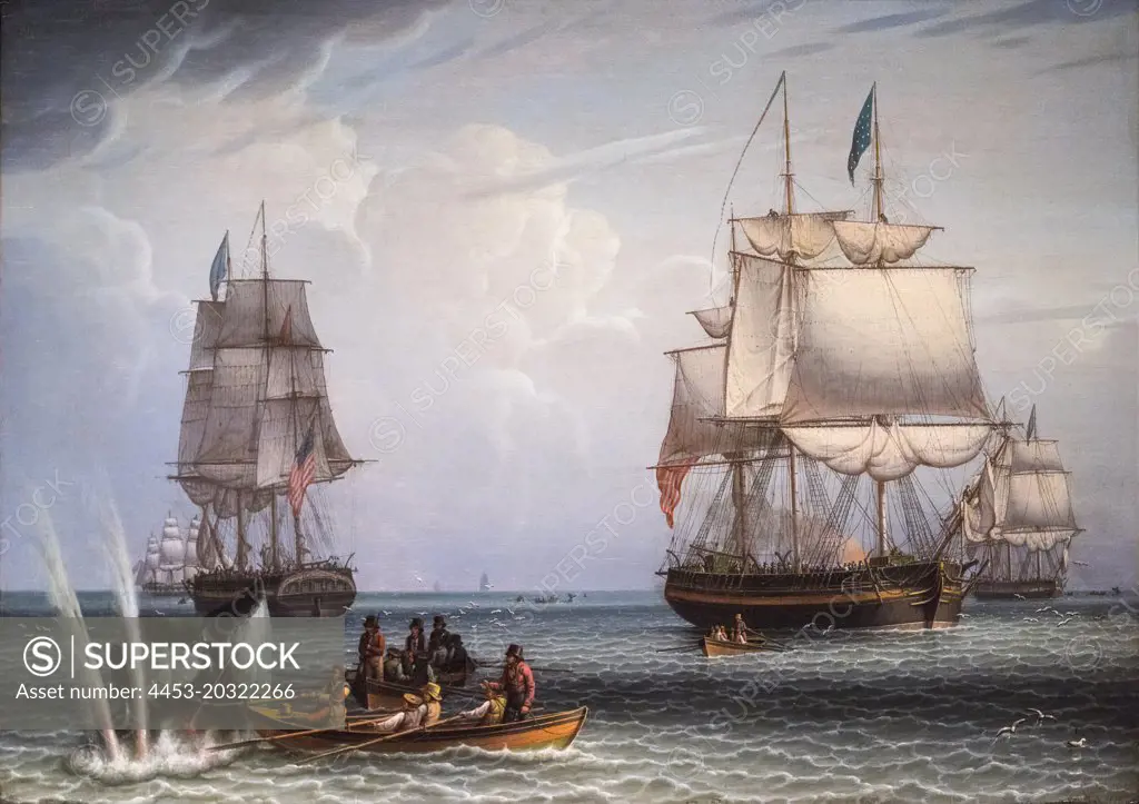 South Sea Whale Fishing II; 1831 Oil on panel; Robert Salmon English; 1775-1845