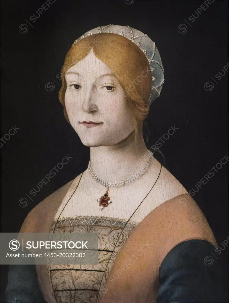 Woman with a Pearl Necklace Oil on canvas Lorenzo Costa Italian Ferrara About 1460-1535