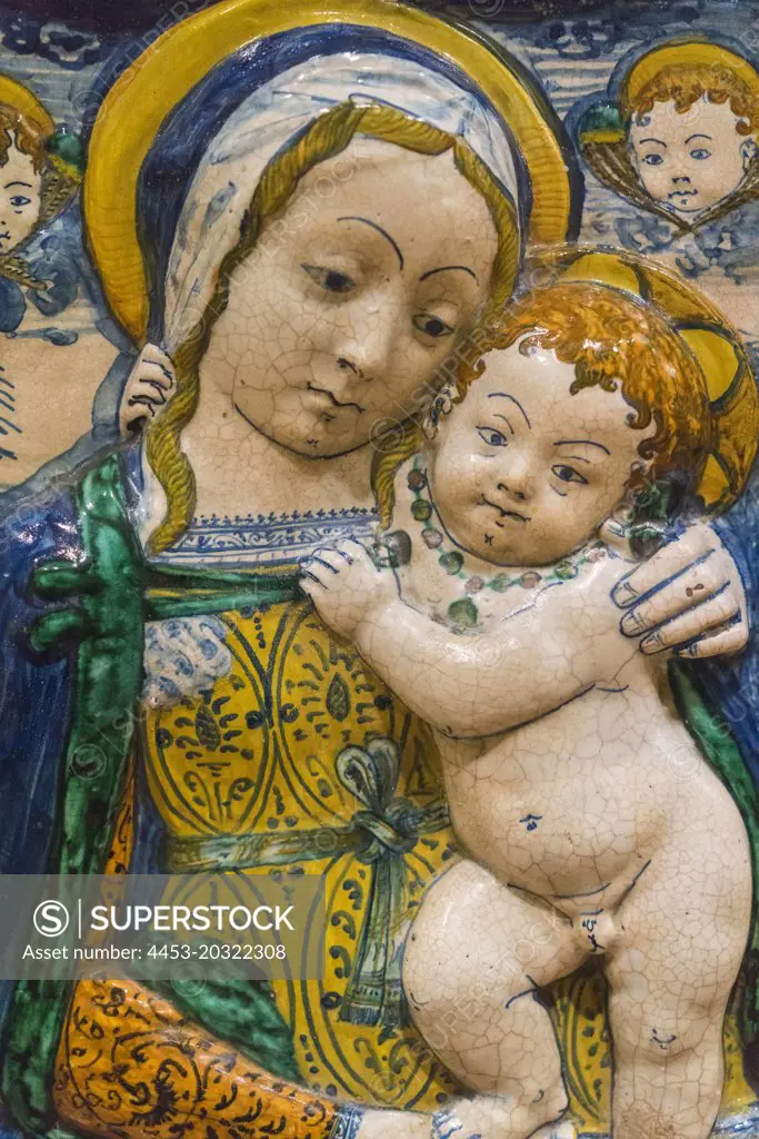 Virgin and Child Italy possibly Florence 16th century Tin-glazed earthenware majolica