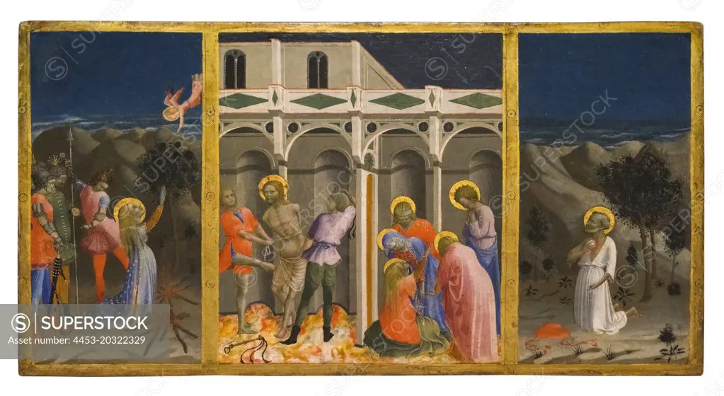 Martyrdom of a Female Saint Saint Agnes; Flagellation of Christ; Saint Jerome in the Wilderness The Sherman Predella; about 1437-40 Tempera on panel Master of the Sherman Predella Italian Florentine; second quarter of the 15th century