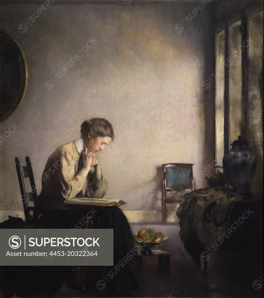 Girl Reading; 1909 Oil on canvas Edmund Tarbell American; 1862-1938