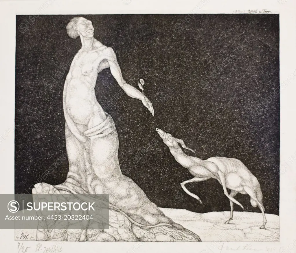 Woman and Beast (Paul Klee; Munchenbuchsee bei Bern 1879-1940 Muralto Locarno; 1904; Radierung auf Zink)