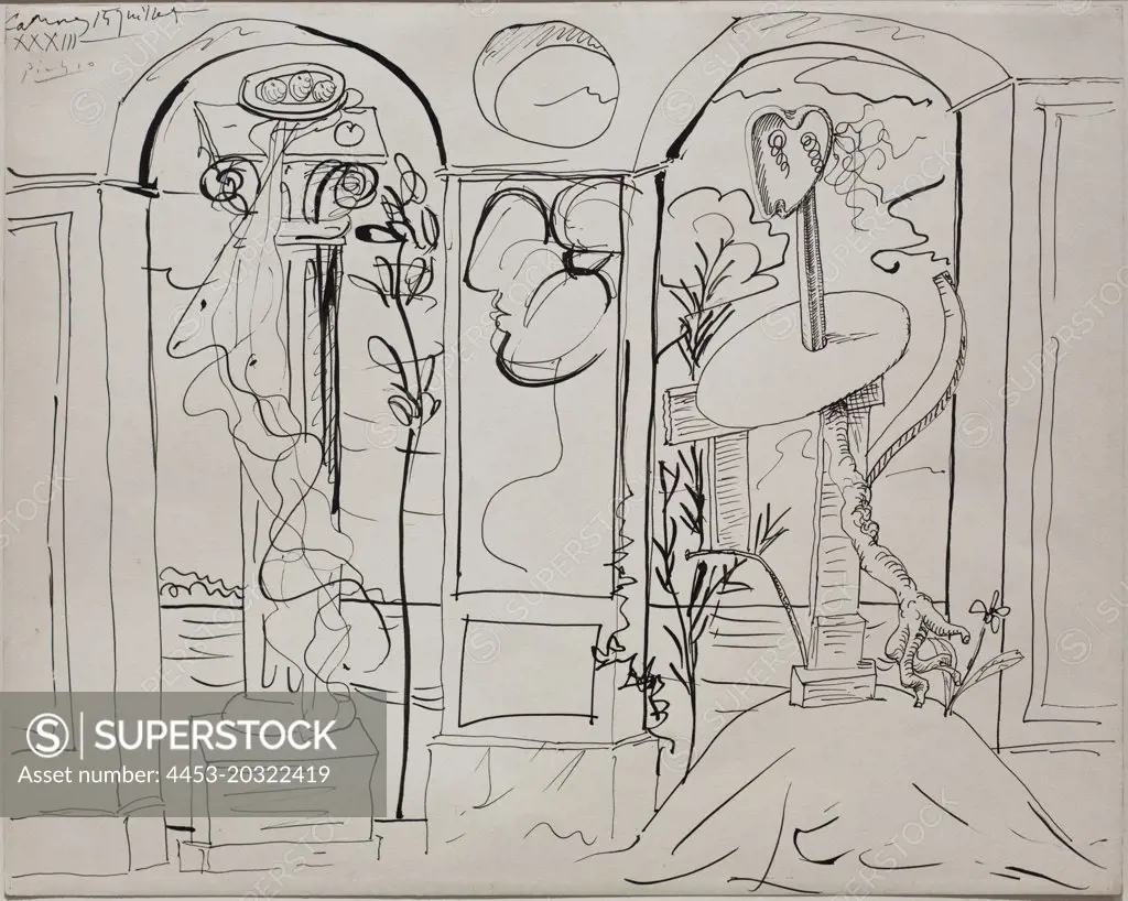 Untitled (Pablo Picasso; Malaga 11881 - 19733 Mougins bei Cannes; 1933; India Ink)