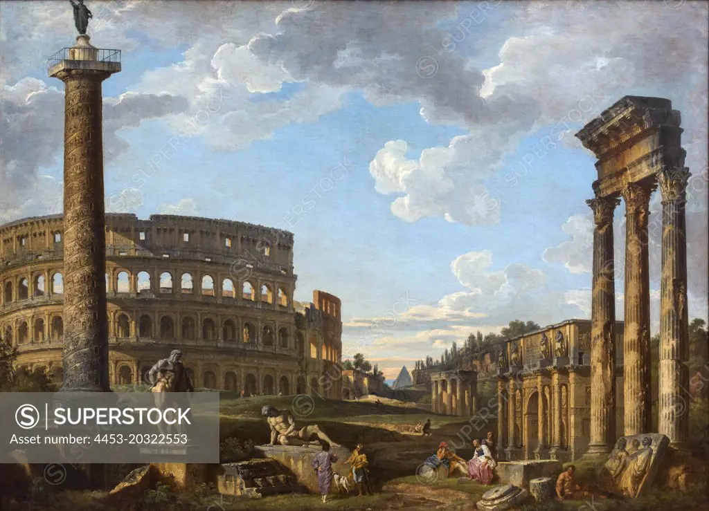 Fantasy Landscape with Roman mononeents. 1735. (Giovanni Paolo Panini 1691 Piacenza-1765 Rome)
