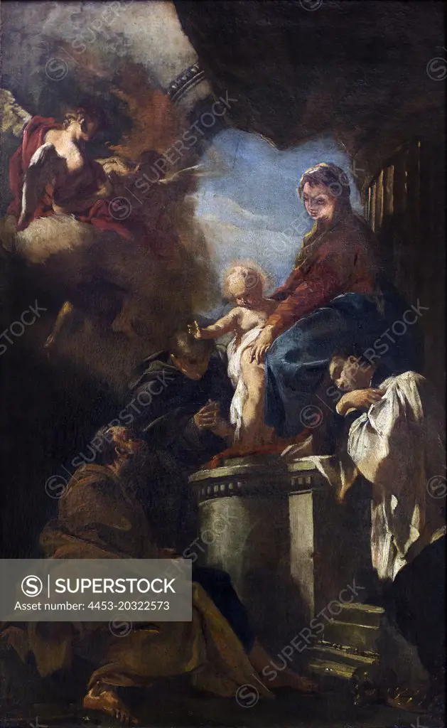 Enthroned Madonna and Child with Sts. Joseph Anthony of Padua and Francesco Borgia. 1725/30. (Federico Bencovich; 1677 To Dalmatia or Venice Gorz 1753)