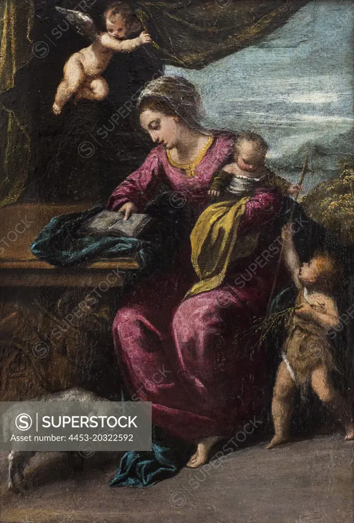 Mary with the Child and the Young St John 1590. (Ippolito Scarsella; gen. Scarsellino; By 1550; Ferrara Ferrara-1620)