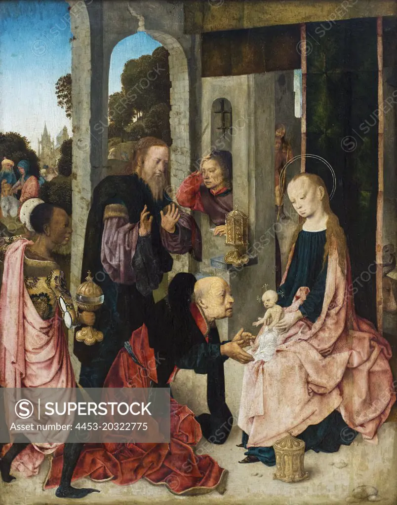 the adoration of the kings. (Master of the virgo inter virgines; active 1470-1500 in delft)