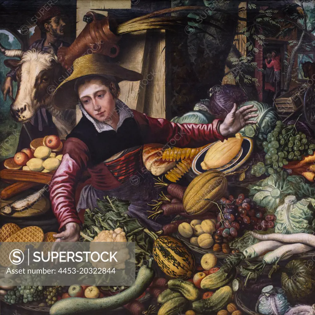 marktfrau on gemusesstand. 1567. (Pieter aertsen; 1508 amsterdam amsterdam 1575)