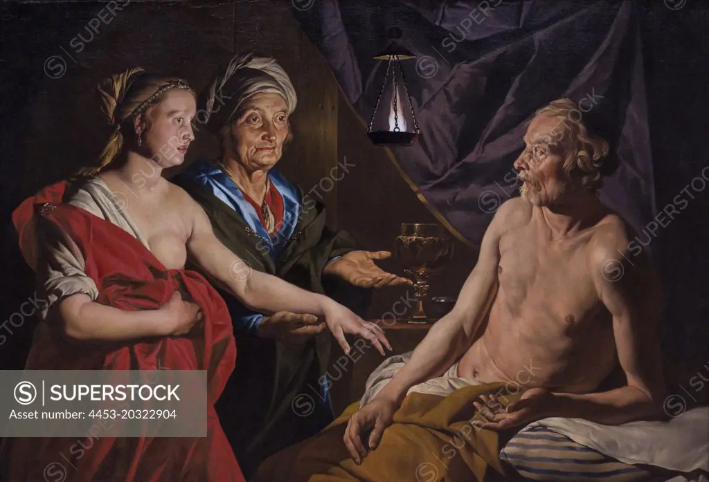Sarah Hagar to Abraham leads. (Matteus Stom; 1600 Amersfoort 1641 Sicilian)