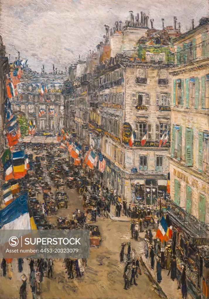 July Fourteenth; Rue Daunou; 1910 Oil on canvas Childe Hassam American 1859-1935