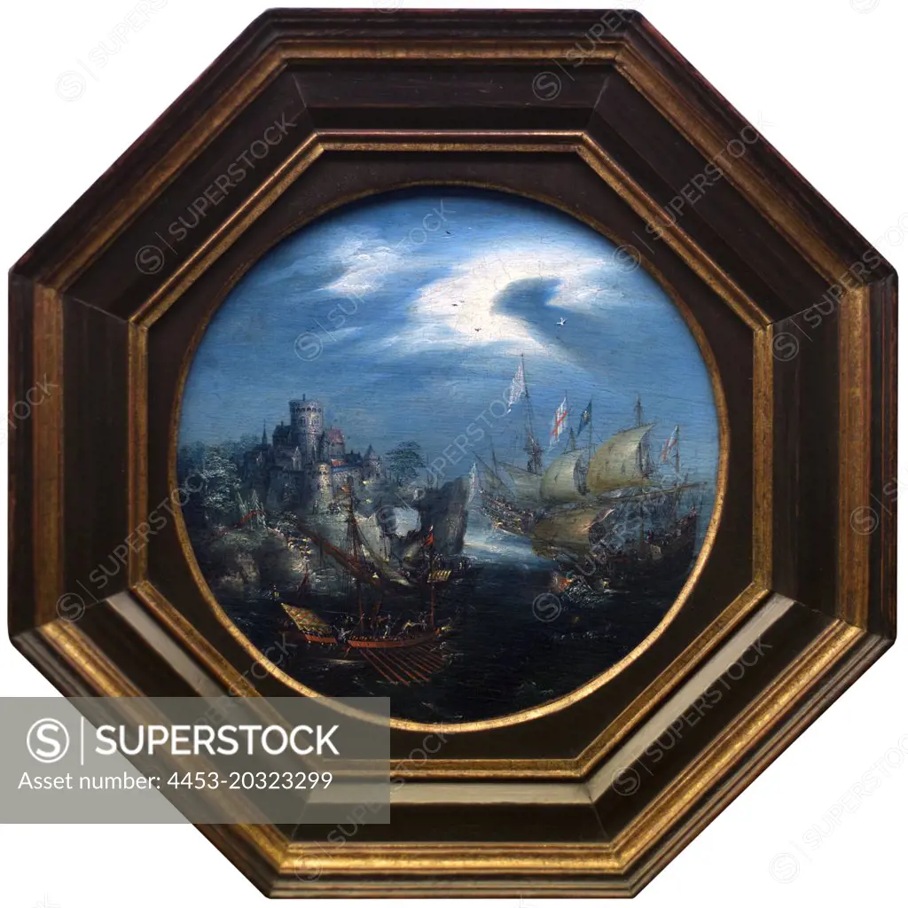Sea battle against rocky coast Aert Anthonisz Dutch 1579/80 Antwerp -1620 Amsterdam