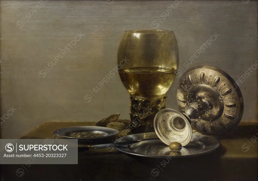 Still life with Roman and silver bowl; 1635 Pieter Claesz; Dutch (1597/98 Burgsteinfurt Westfalen -1660 Haarlem)