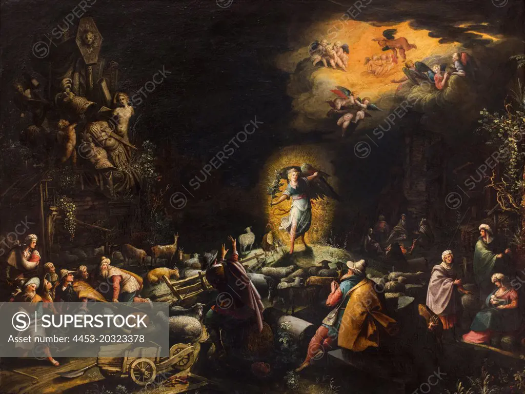 The Annunciation to the Shepherds; 1607 Willem van Nieulandt II; Dutch (1584-1635/36)