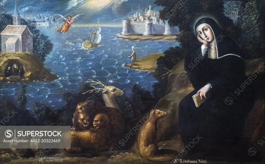 Saint Limbania the Virgin and Sympathetic Wild Animals 1725 Oil on canvas Fray Miguel de Herrera Mexican Active c. 1725 to after 1753