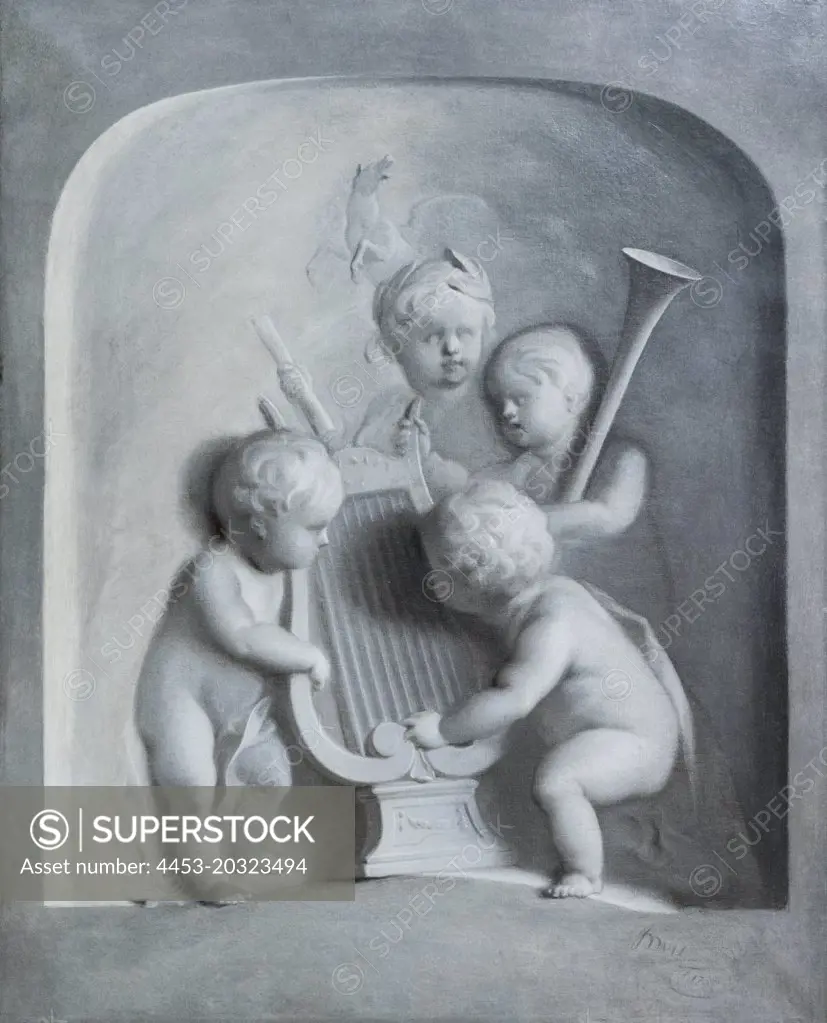 Cherubs with Musical Instruments 1750 Oil on canvas