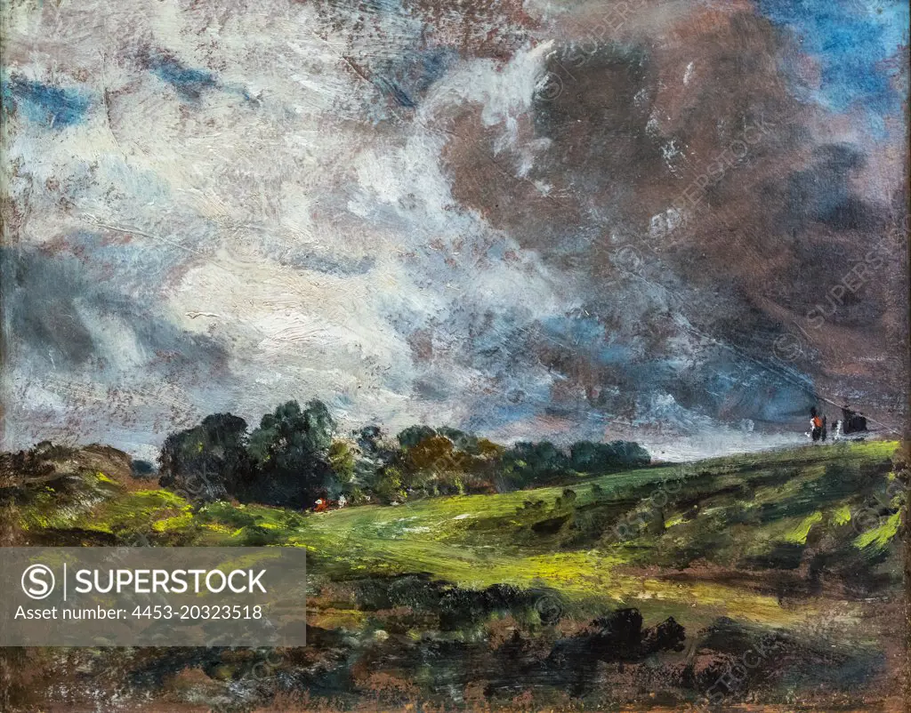 "Hampstead Heath 1821 Oil on paper; mountain on canvas by John Constable, English 1776 - 1837"