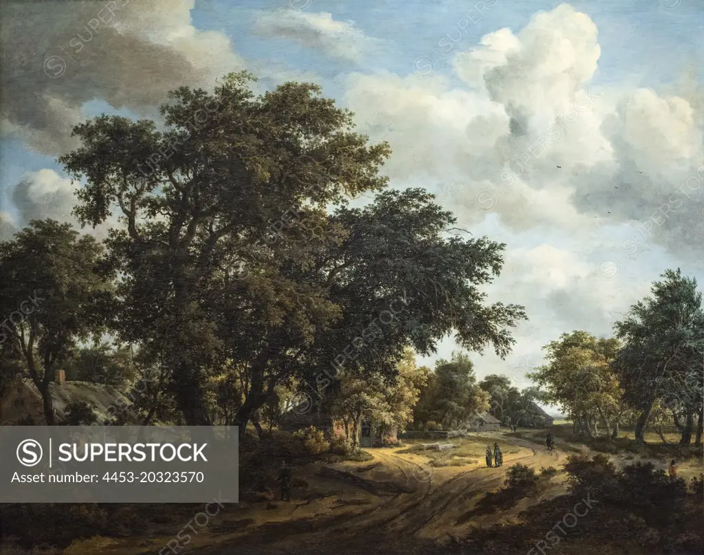 "Landscape with a Wooded Road 1662 Oil on canvas by Meindert Hobbema, Dutch (active Amsterdam), 1638 - 1709"
