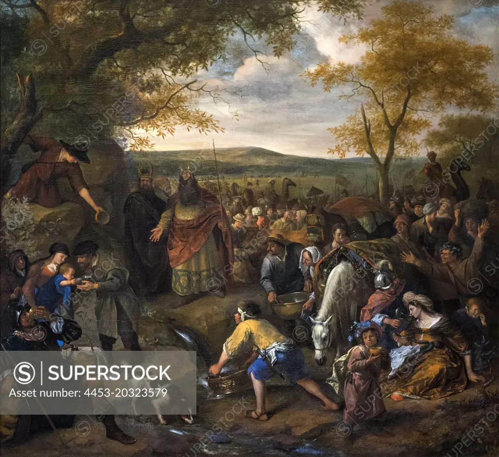 "Moses Striking the Rock C. 1660-61 Oil in canvas by Jan Steen. (Dutch, 1625/26-1679)"