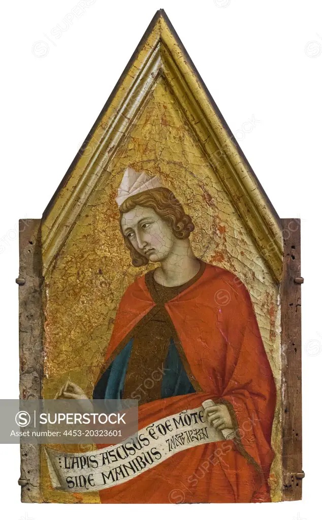 "Pinnacle from an altarpiece showing the prophet C. 1325 Tempera and tooled gold on panel by Ugolino di Nerio, Italian (active Siena and Florence), documented 1317 - 1327"