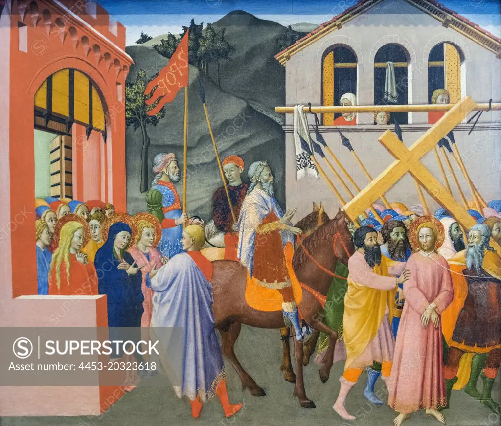 Predella panel showing Christ on the Road to Calvary c. 1440-45 Tempera and tooled gold on panel by Master of the Osservanza