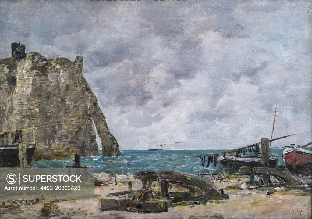 Beach at Etretat 1890 Oil on canvas by Eugene Boudin