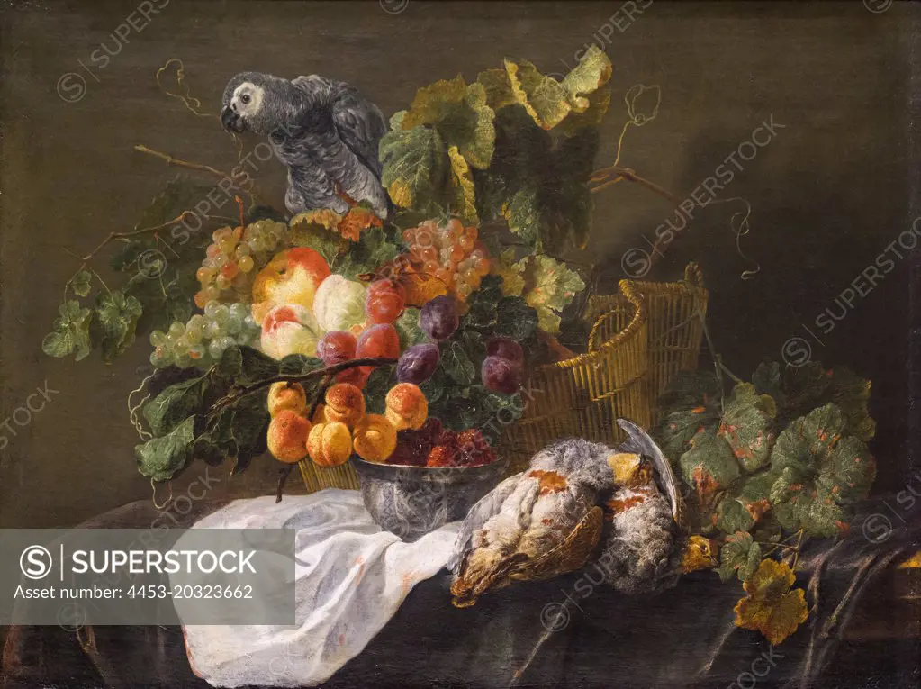 Still Life with Fruit; Dead Partridges; and a Parrot 1646 Oil on canvas Jan Fyt; Flemish (active Antwerp) Born 1611; died 1661