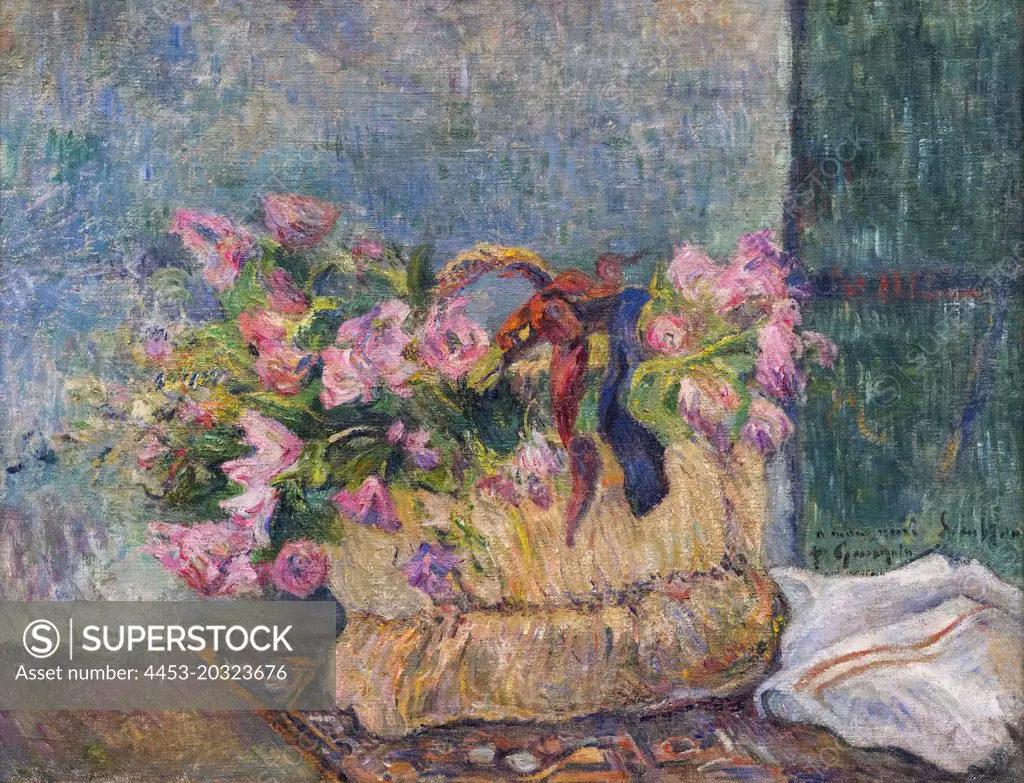 "Still Life with Moss Roses in a Basket 1886 Oil on canvas Paul Gauguin, French, 1848 - 1903"