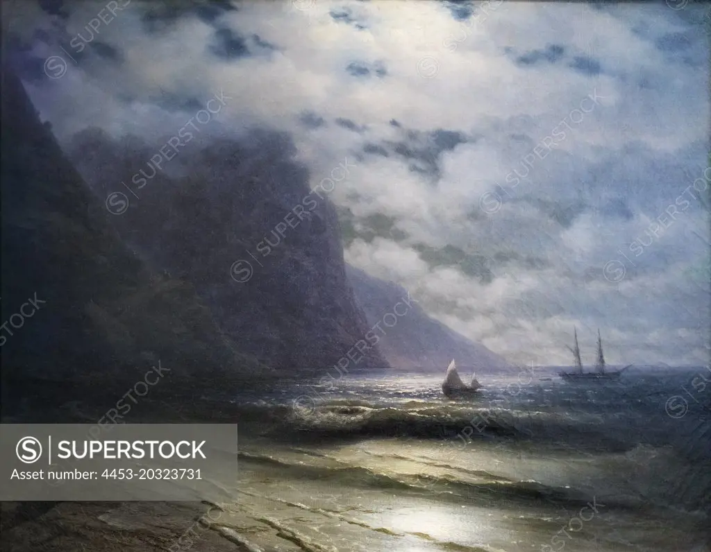 "Rocky Seashore 1876 Oil on canvas Ivan Konstantinovitsch Aivasovsky, Armenian, 1817 - 1900"