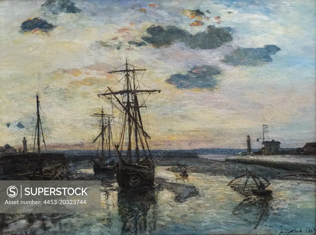 Port of Honfleur at Evening 1863 Oil on canvas by Johann Jongkind