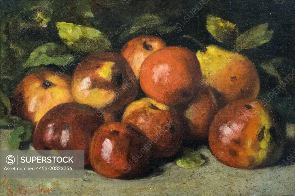 "Still Life with Apples and a pear 1871 Oil on canvas Gustave Courbet, French, 1819 - 1877"