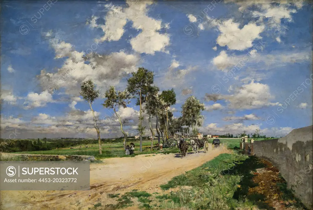 "Highway of Combs-la-Ville 1873 Oil on canvas Giovanni Boldini, Italian, 1842 - 1931"