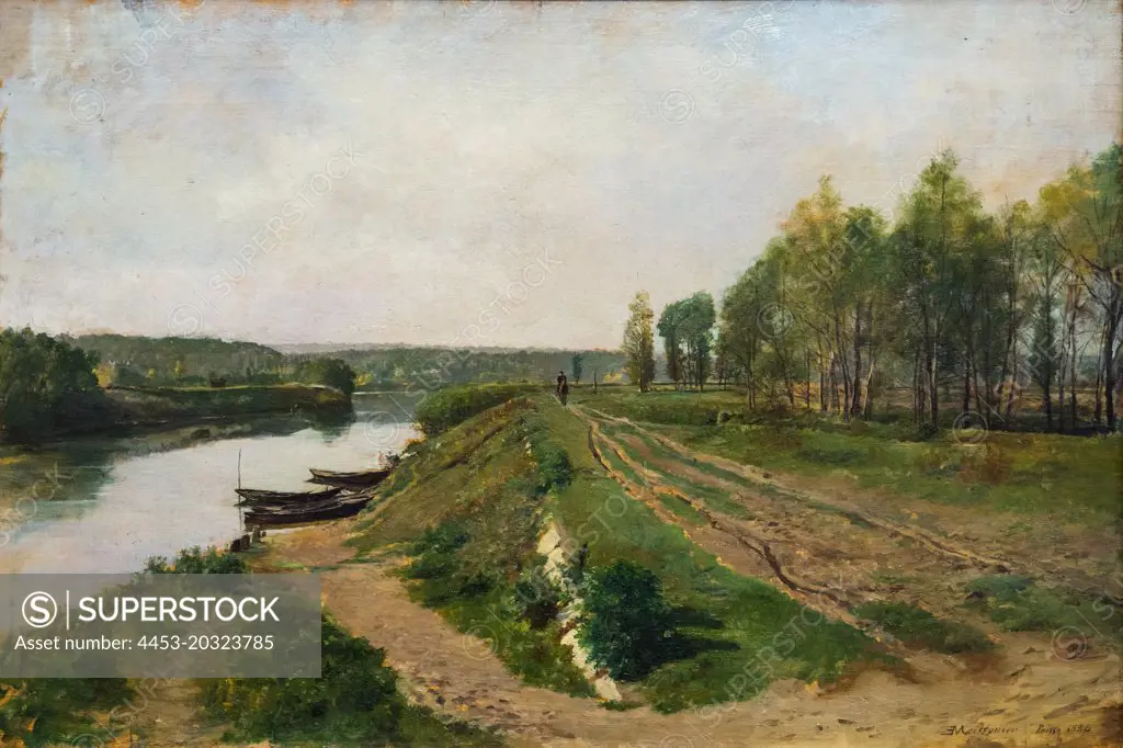 The Seine at Poissy 1884 Oil on panel by Jean-Louis-Ernest Meissonier