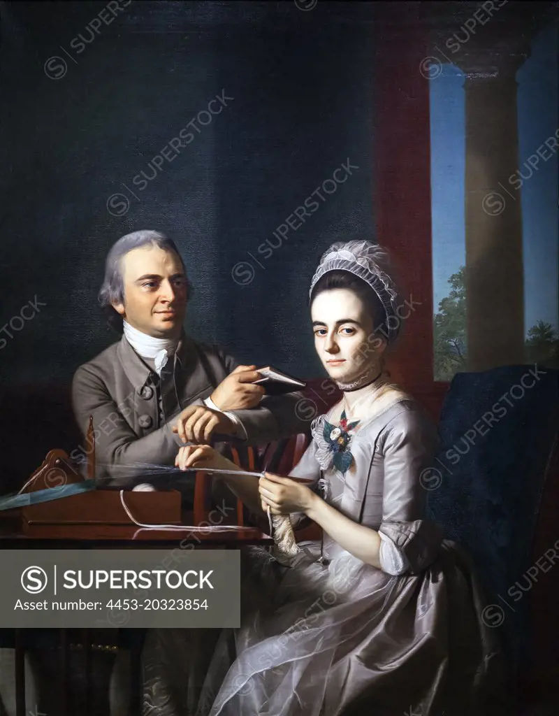 "Portrait of Mr. and Mrs.Thomas Mifflin (Sarah Morris) 1773 Oil on ticking by John Singleton Copley, American, 1738 - 1815"