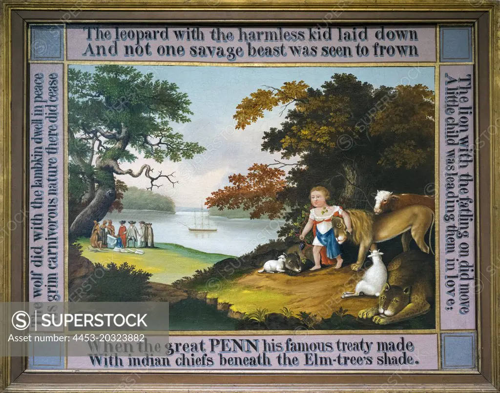 "The Peaceable Kingdom 1826 Oil on canvas Edward Hicks, American, 1780 - 1849"