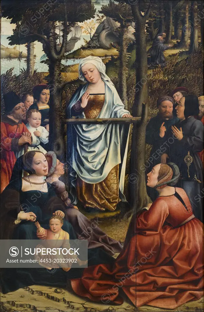 "Panel from an altarpiece showing Saint Mary Magdalene Preaching c. 1515-20 Oil on wood Master of the Magdalene Legend, Netherlandish (active Brussels), active c. 1480 - c. 1520"