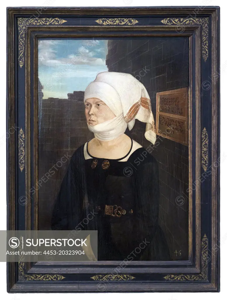 Portrait of Margaret Hundertpfundt 1526 Oil on panel by Wolf Huber