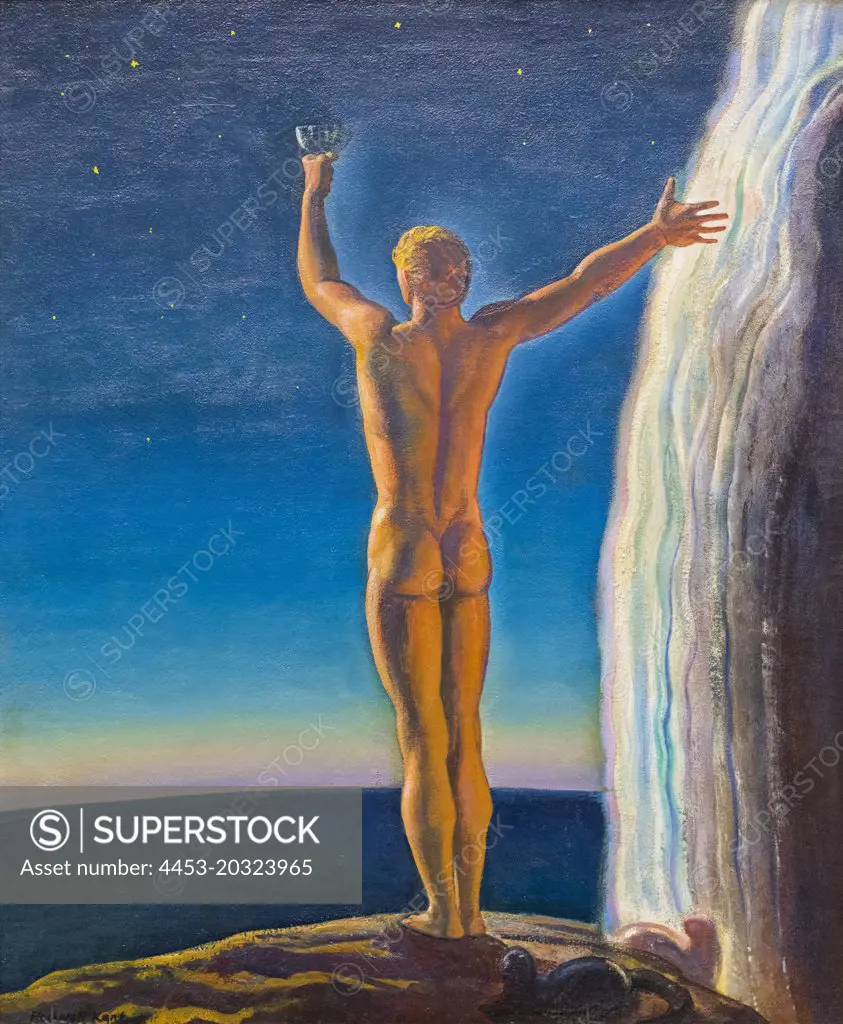 "To the Universe 1918 Oil on canvas; mounted on board by Rockwell Kent, American, 1882 - 1971"