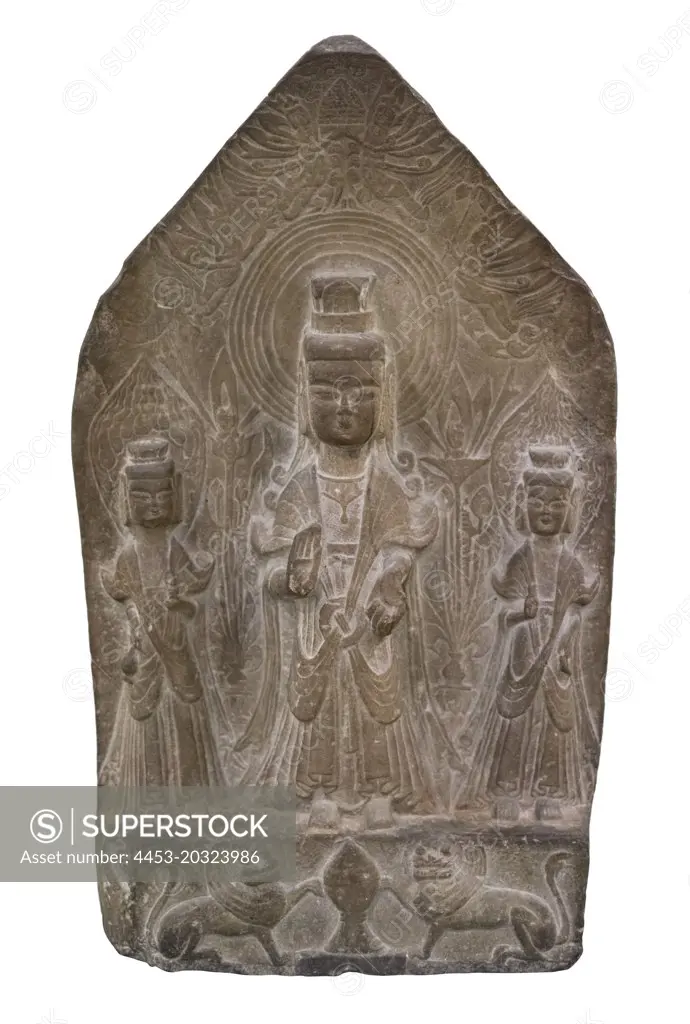 Votive Stele Early 6th century Northern Wei Dynasty; 386-535 Sandstone with incised and relief decoration
