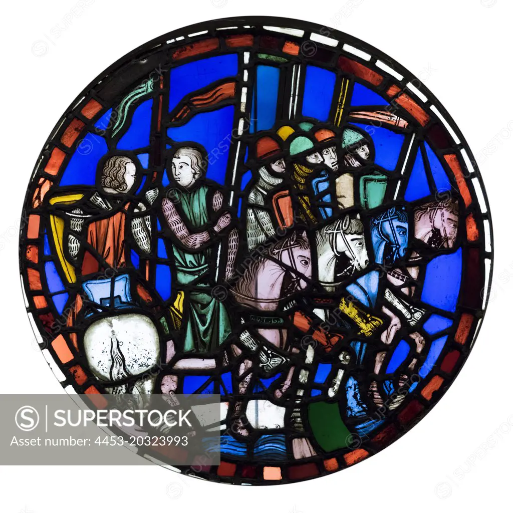 Rondel showing Old Testament Scenes from the Book of judith; from the Sainte-Chapelle; Paris 1246-48 Stained glass artist unknown