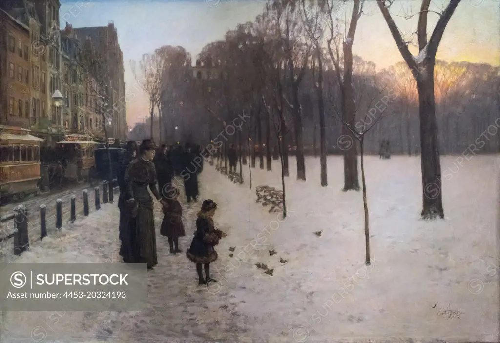 Boston Common at Twilight; 1885-86 Oil on canvas Childe Hassam American; 1859-1935