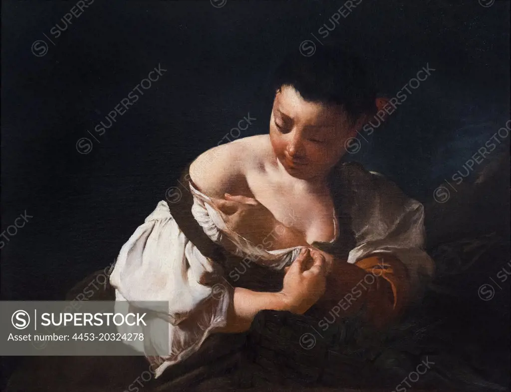 Peasant Girl Catching a Flea; about 1715 Oil on canvas Giovanni Battista Piazzetta Italian Venetian; 1682-1754