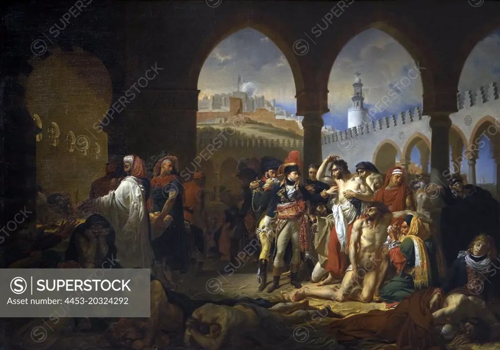 General Bonaparte Visiting the Plague-Stricken at Jaffa; 1823 Oil on canvas Auguste-Hyacinthe Debay French; 1804-1865