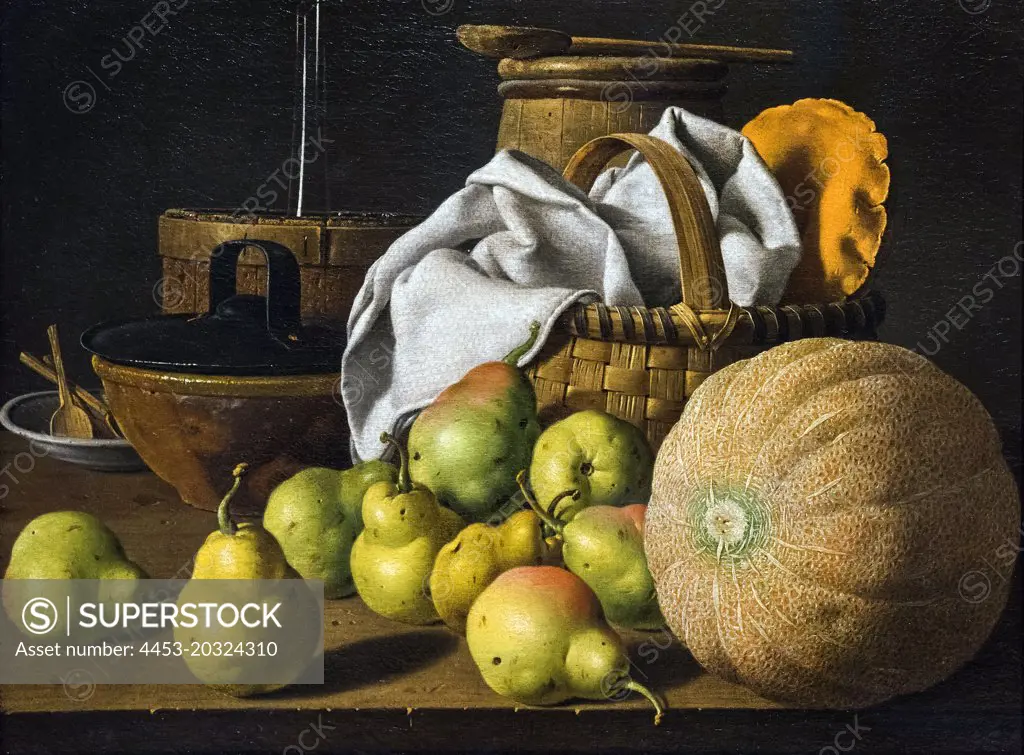 Still Life with Melon and Pears; about 1772 Oil on canvas Luis Melendez Spanish; 1716-1780