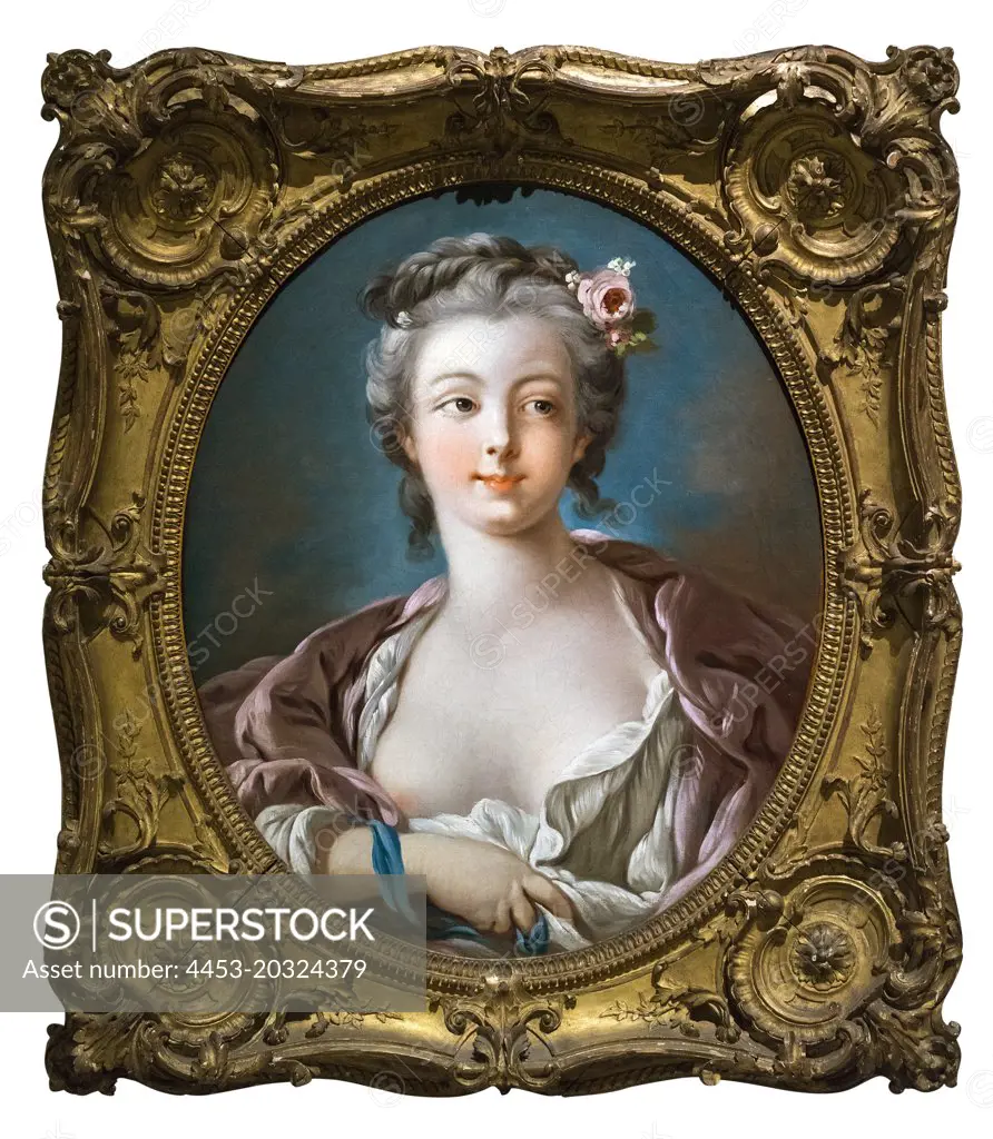 Young Woman with Flowers in Her Hair Oil on canvas Francois Boucher French; 1703-1770